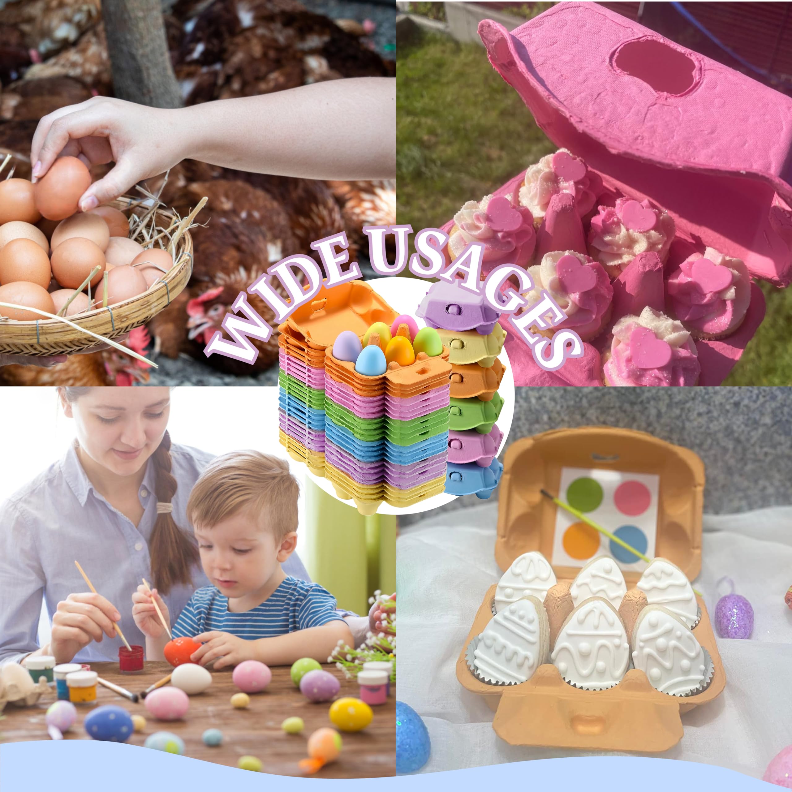 36 Stück Bunte Eierkartons, Eierpappen mit Etiketten Pappe Wiederverwendbare, Geeignet für Die Aufbewahrung von Eiern, Ein Halbes Dutzend Zellstoffeihalter Eierschachtel für Ostern