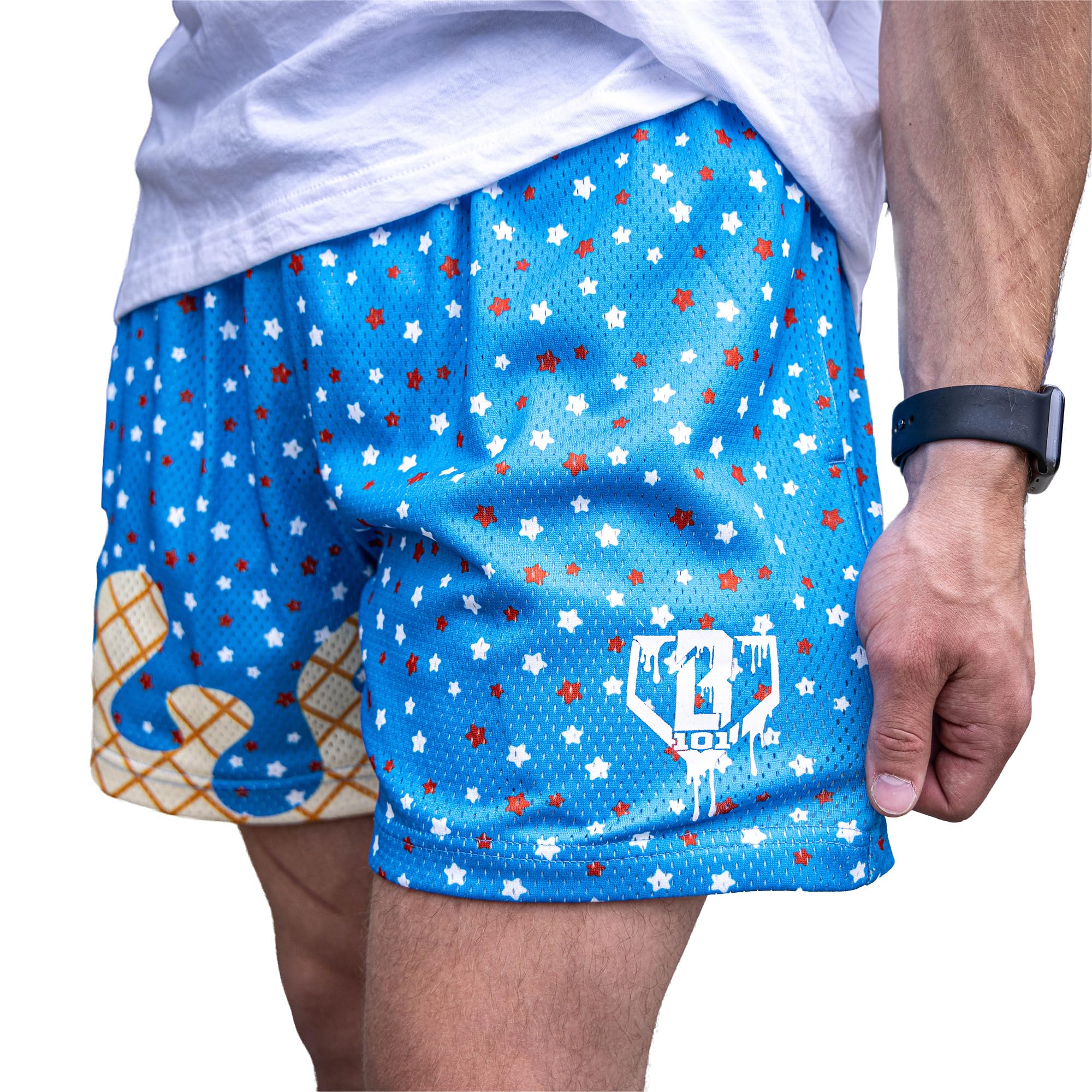 BL101 Adult Ice Cream Baseball Mesh Shorts for Men - USA, S