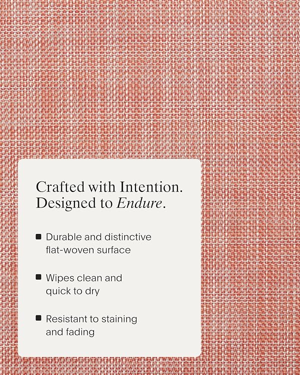 Chilewich Mini Basketweave Placemats - Round Woven Placemats Set of 4 - Reusable, Stain-Resistant, Indoor/Outdoor Tabletop Protection - Clay - 15" Round by Chilewich - Image 3