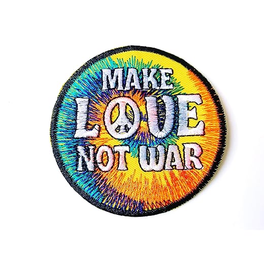 TH Make Love Not War Peace Symbol Biker Rider Motorcycle Logo Applique Embroidered Sew on Iron on Patch for Backpacks Jeans Jackets Clothing