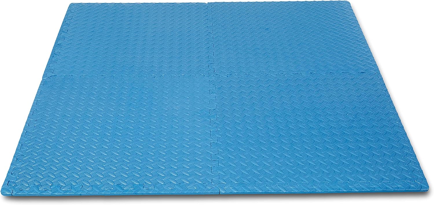  Basics Foam Interlocking Exercise Gym Floor Mat Tiles - Pack of 6, 24 x 24 x .5 Inches, Blue : Sports & Outdoors