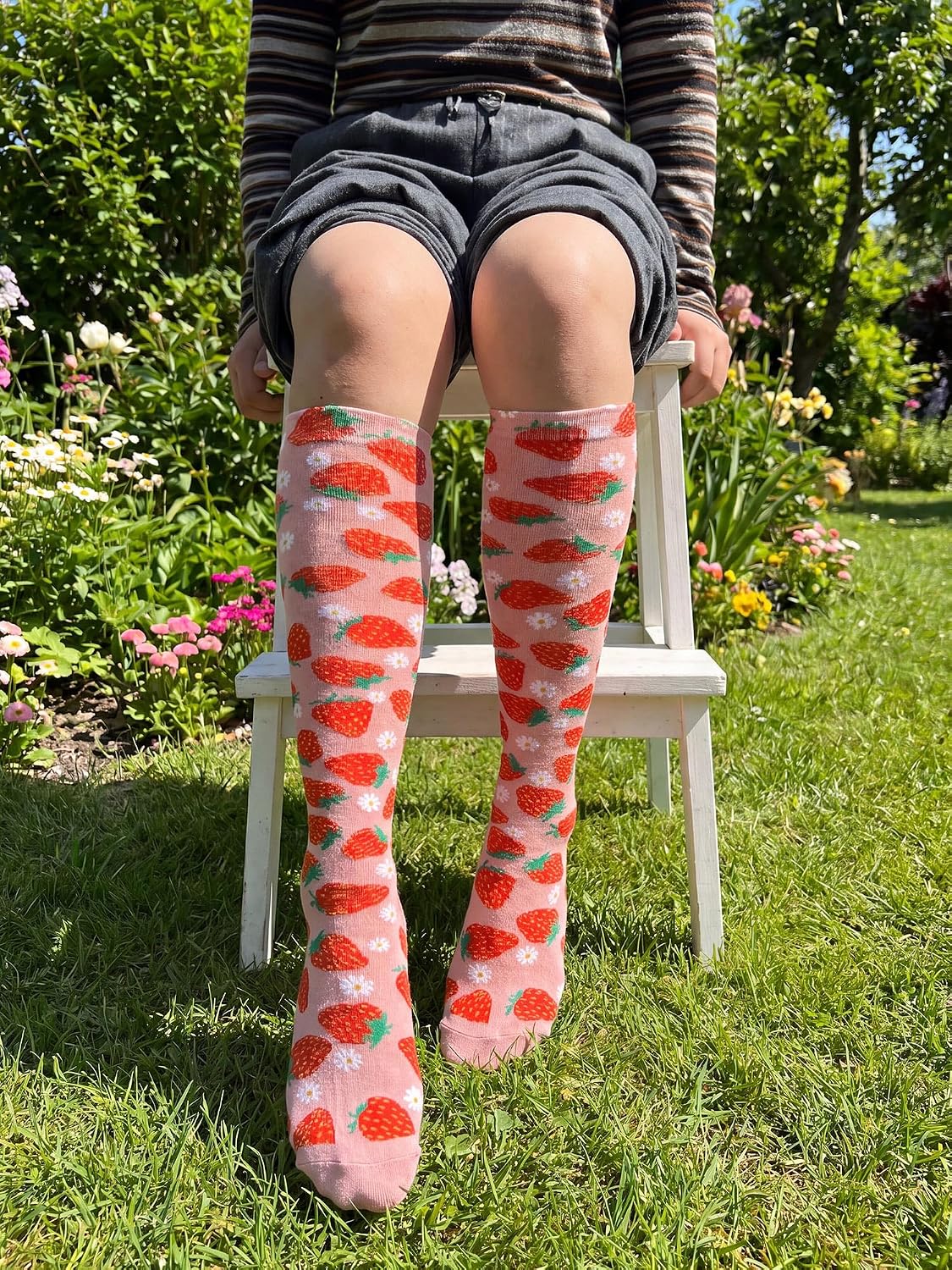 Skicuff 6 Pairs Fruit Sports Socks Athletic Knee High Socks for Field Hockey Ice Hockey Football Soccer Ski Horseback Riding