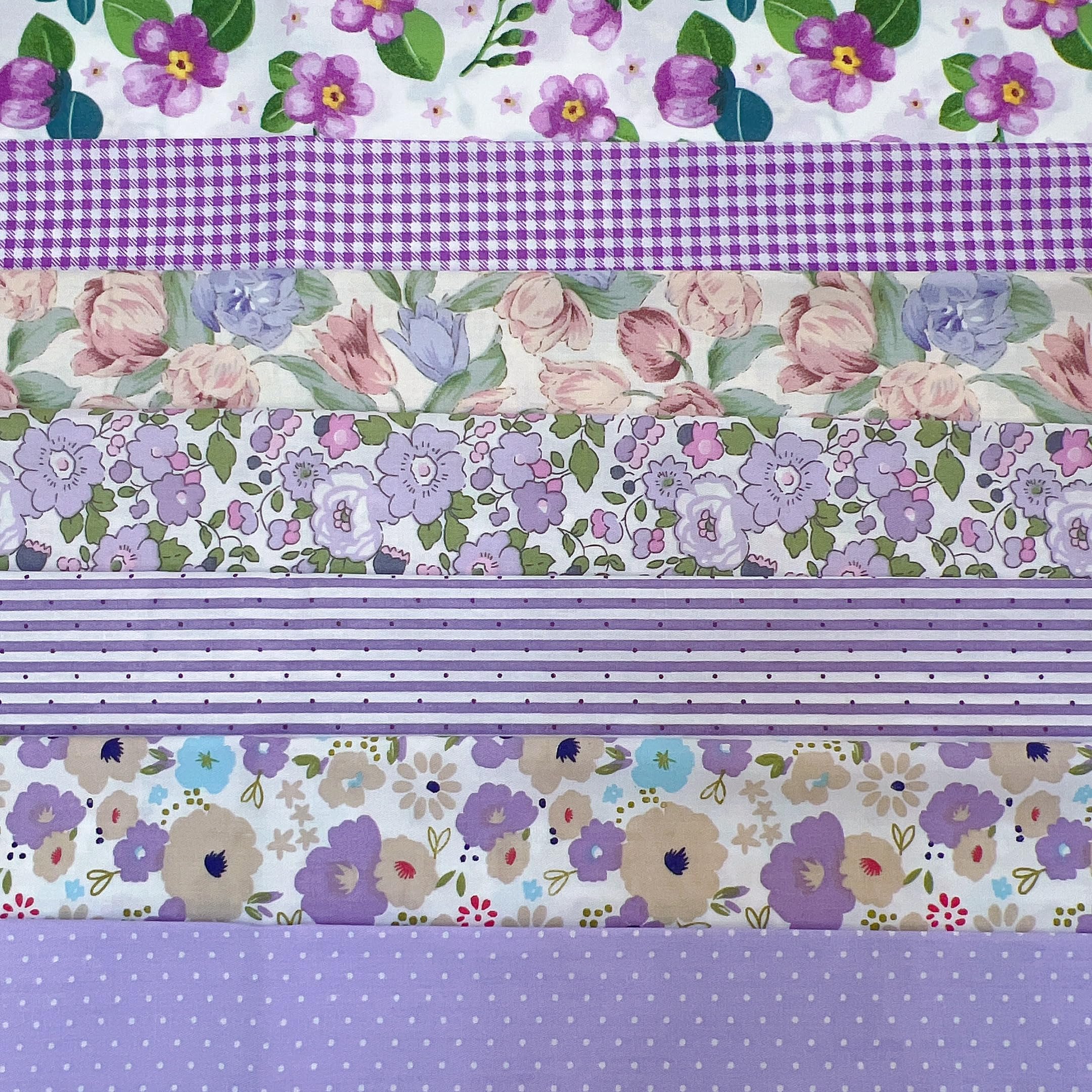 Cotton Fabric DIY Making Supplies Quilting Patchwork Fabric Fat Quarter Bundles DIY for Quilting Cotton Patchwork Cushions (Purple Big Flowers, 20" x 20")