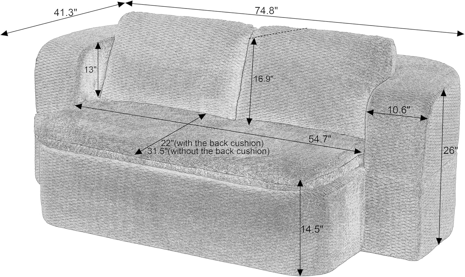 KEIKI 74.8'' Convertible Sleeper Sofa Bed, Modern Folding Futon Couch with Cushion Blanket, Floor Foam Compression Sofa Bed Couch for Living Room, Bedroom, Apartment, No Assembly Required, Dark Blue