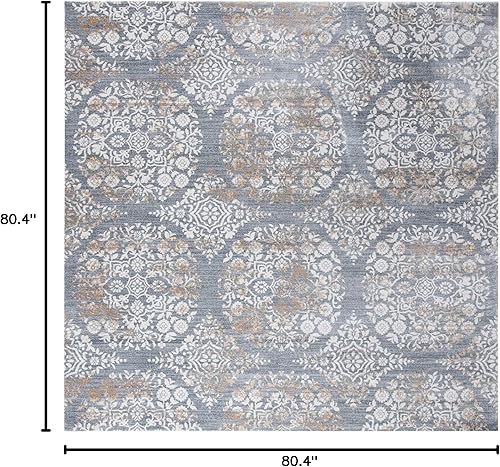 Miniatura 2 de Martha Stewart x Safavieh MSR0958G - Alfombra de área de 8 x 10 pies, color plateado y marfil, no desprende pelusa, para entrada, sala de estar,