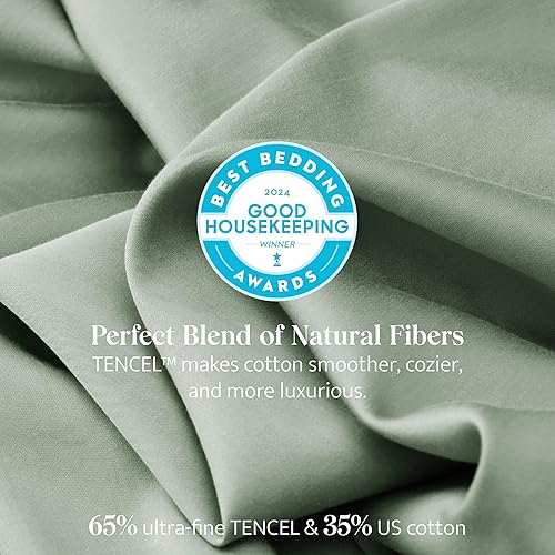 Miniatura 9 de Double Stitch by Bedsure Juego de sábanas de algodón Tencel  Ganador del premio Good Housekeeping Award, juego de sábanas tamaño Queen, refrescante,
