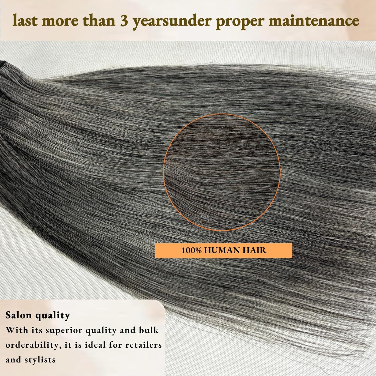 SIYUSI Salt and Pepper Human Hair Bundles 10 Inch Straight Human Hair 1 Bundles 100% Unprocessed 12A Brazilian Hair Weave Extensions Natural Gray-White Color