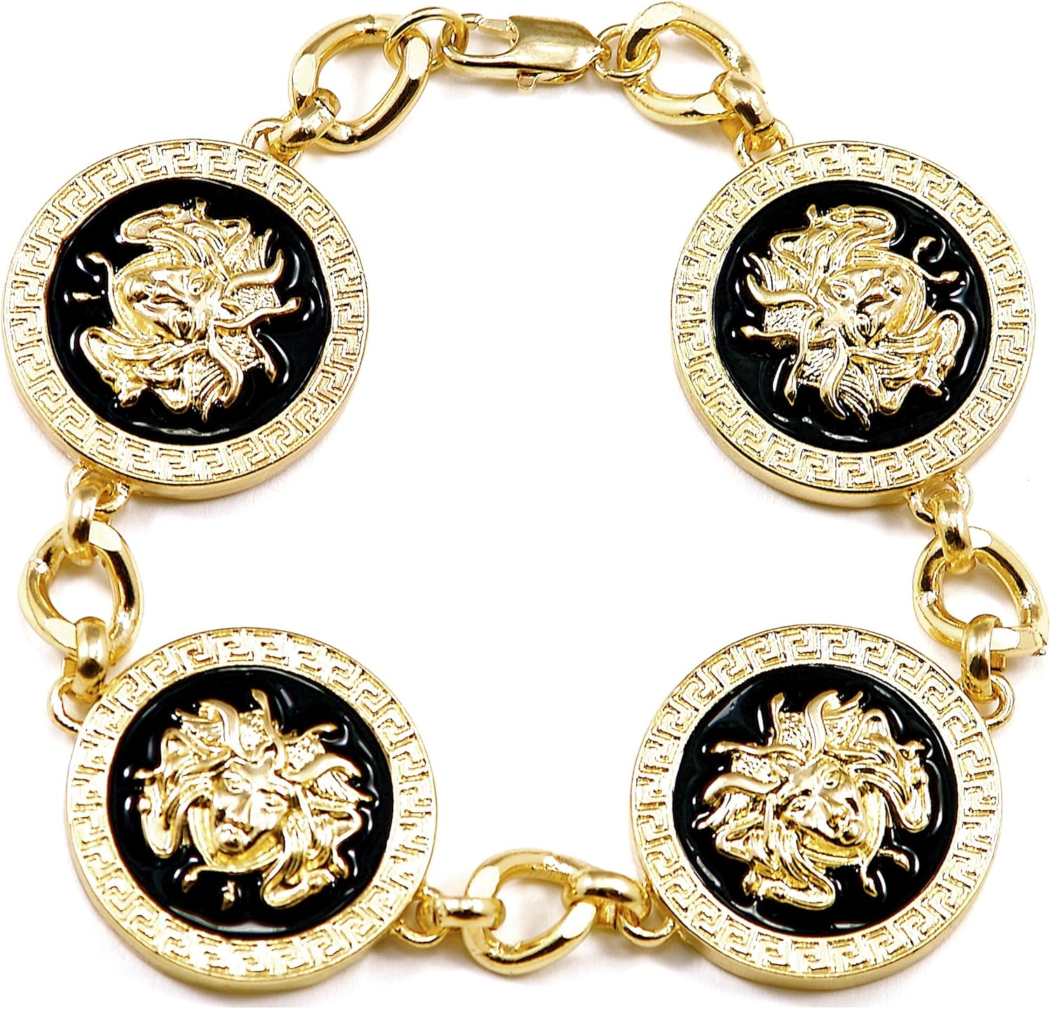 GWOOD Egyptian Bracelet 9 1/4 Inches With 4 Pendant Heads Gold Color