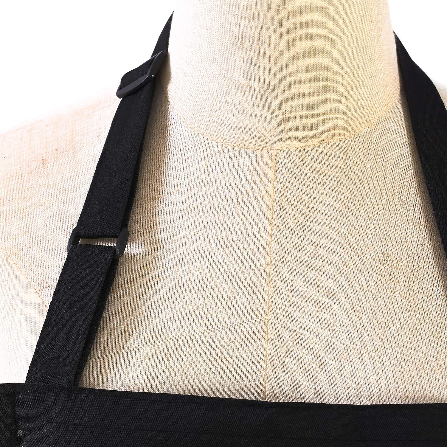 Tosewever Paquete de 2 delantales ajustables con 2 bolsillos, delantales de cocina resistentes a las gotas de agua para mujeres y hombres, chef, pareja, barbacoa, pintura (negro, 2)