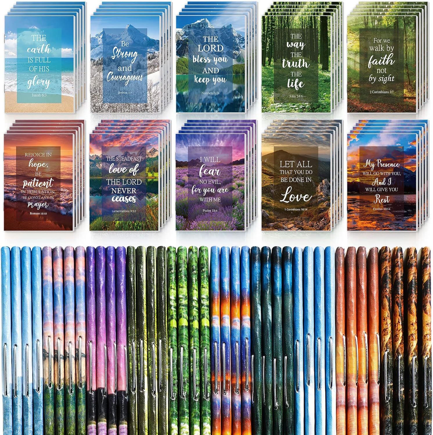 CHENGU 100 Pcs Bible Verse Notebook Christian Journals Bulk Christian Gifts Religious Prayer Journals Inspirational Notepads for Women Men Scripture Notepads Pocket for Office School (Classic Style) - Image 8