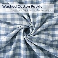 Vista 6 de Paquete de 2 fundas de almohada europeas a cuadros azul polvoriento, blanco, a cuadros, 100% algodón lavado, a cuadros, estilo francés, rústico