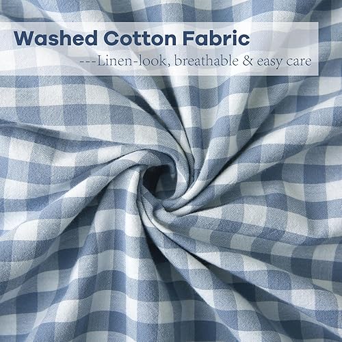 Miniatura 6 de Paquete de 2 fundas de almohada decorativas con volantes, 100 % algodón, estilo de campo rústico, cuadros franceses, para cama