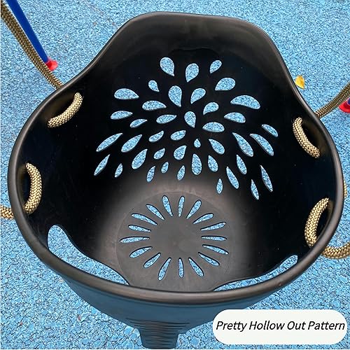 Miniatura 3 de SELEWARE Asiento de columpio de respaldo alto resistente con mosquetones de bloqueo y cuerda ajustable bonito diseño en forma de elefante límite de