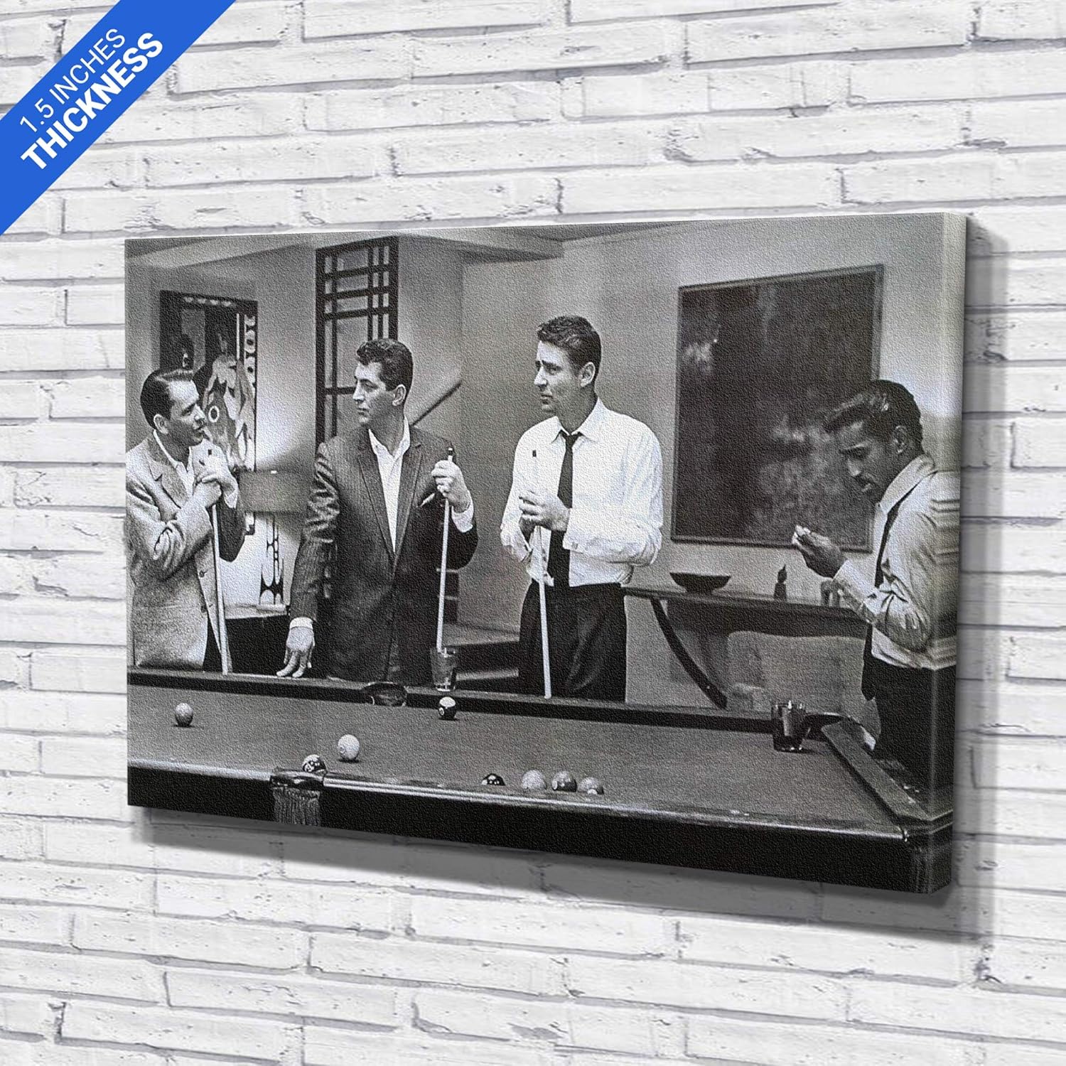 The Rat Pack Playing Pool Canvas Art Wall Home Decor Handmade - Various Sizes (36in x 24in Gallery Wrapped)