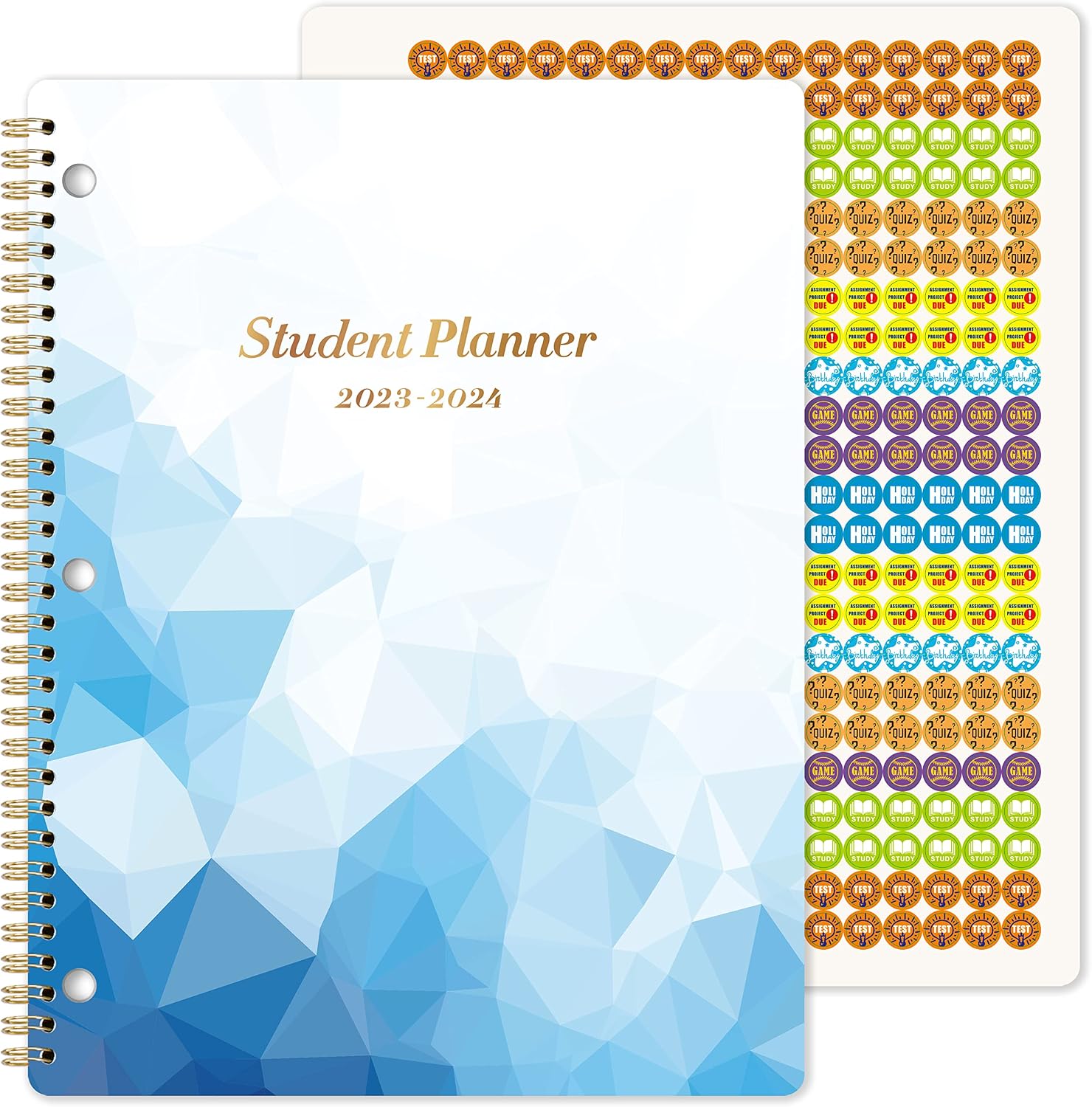 Student Planner 2023-2024 - Monthly and Weekly School Planner 2023-2024 with Stickers, July 2023 - June 2024, 9" x 11", Academic Planner with Thick Paper + Holidays + 3-Hole Punched + Twin-Wire Binding - Blue