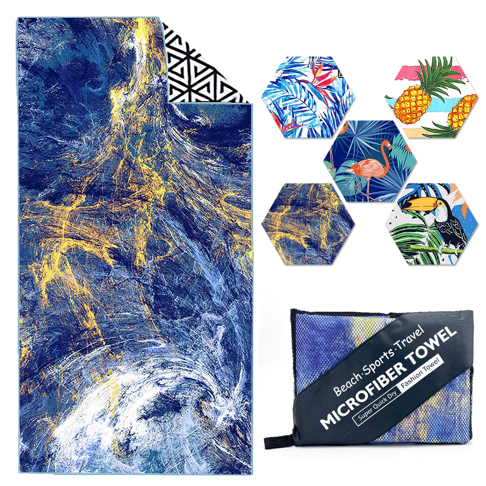 CZZBBX Microfiber Beach Towel, Extra Large Double Sided Oversized Beach Towel for Adults, Lightweight Quick Dry Pool Beach Towel Blanket for Swimming Sports Beach Gym