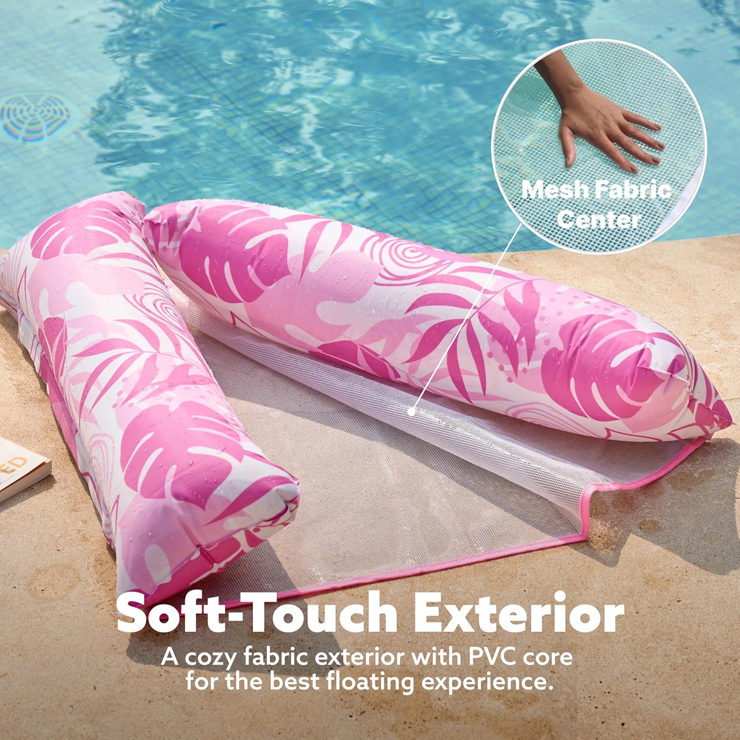 Sloosh Hammock Pool Floats Adults, 4-in-1 Multi-Purpose Inflatable Pool Floaties Soft PVC Water Hammock Lounge