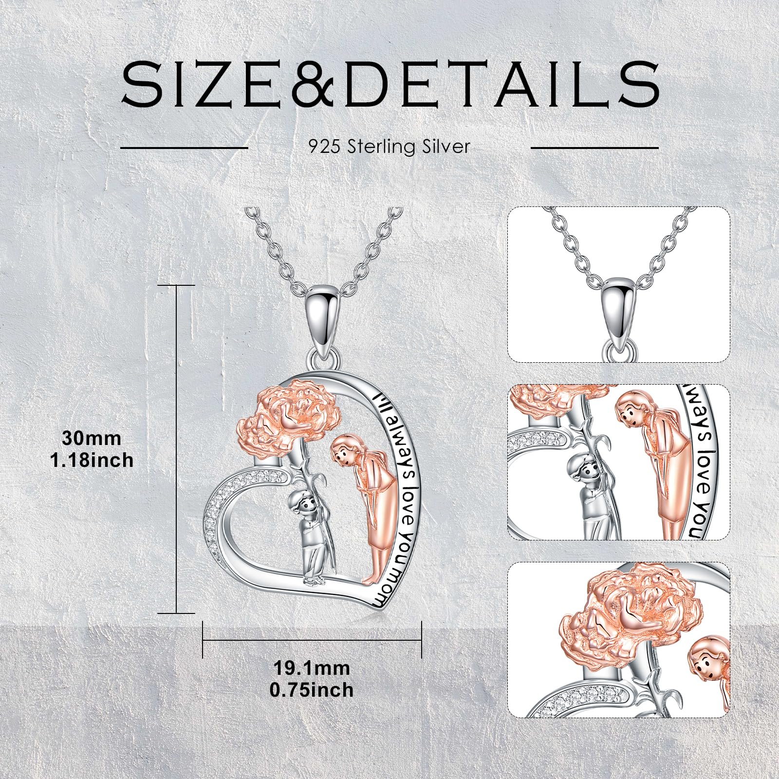 POPLYKE Elefant/Capybara/Otter Halskette für Frauen Sterling Silber Mom Halskette Muttertag Schmuck Geschenk für Frauen
