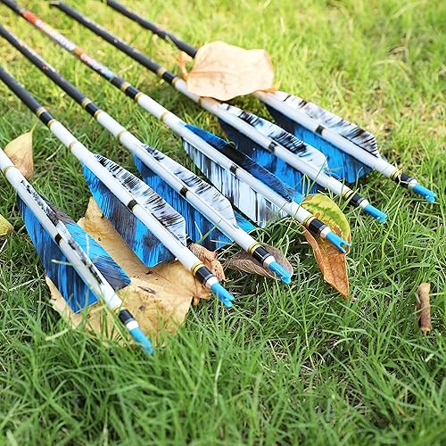 Miniatura 4 de AMEYXGS Paletas de flecha natural de 4 pulgadas con plumas de pavo con flechas de 4.2 in, veletas para flechas de bricolaje, accesorios de 50