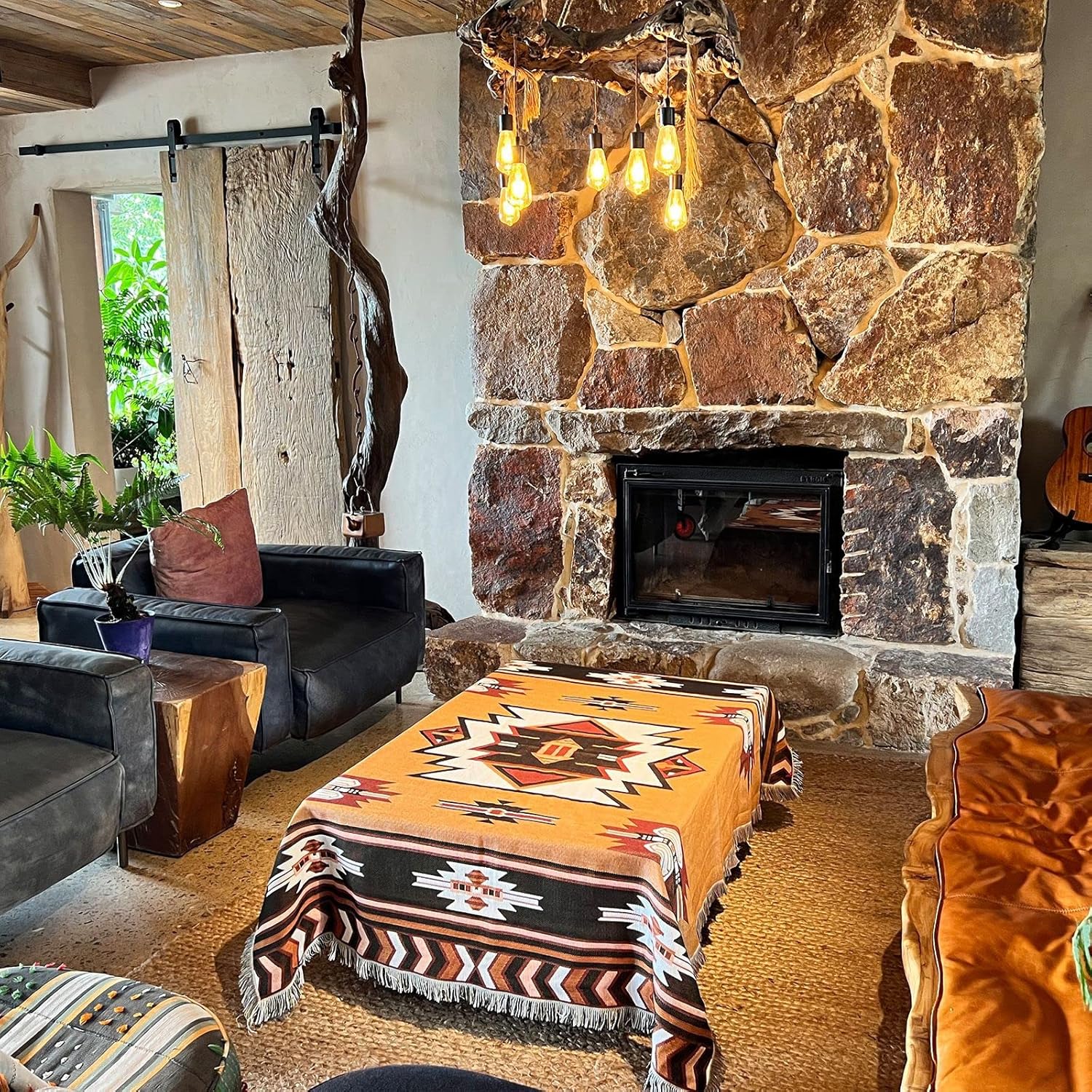 Hopstar Aztec Throw Blanket Navajo Indian Blankets and Throws Boho Western Decor Couch Cover Blanket for Bed Sofa Living Room Beach Travel 51"x63" (Brown, 51"x63") - Image 7