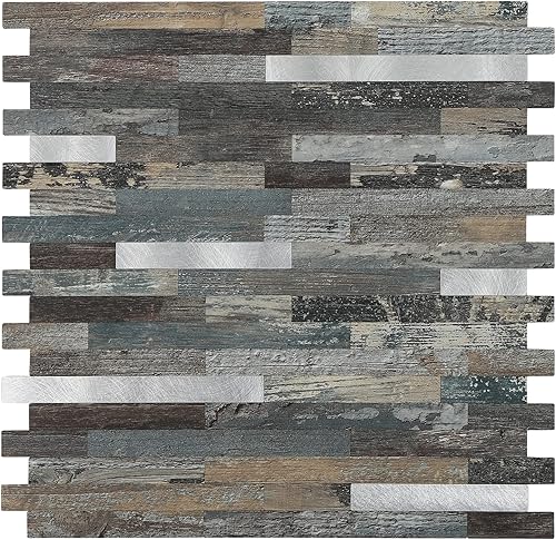 Vista 15 de Midcard 10 Hojas de Azulejos de Pared PVC para Salpicaduras, de Pelar y Pegar, para Salpicaduras de Cocina Azul Oscuro + Plata Metálica