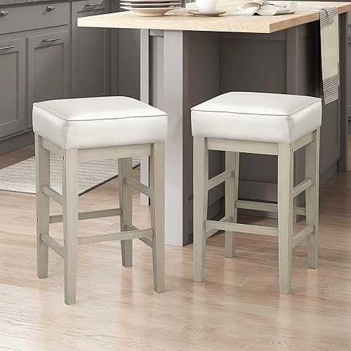 Lexicon Wrigley Taburete de altura de mostrador juego de 2 26 pulgadas de alto blanco