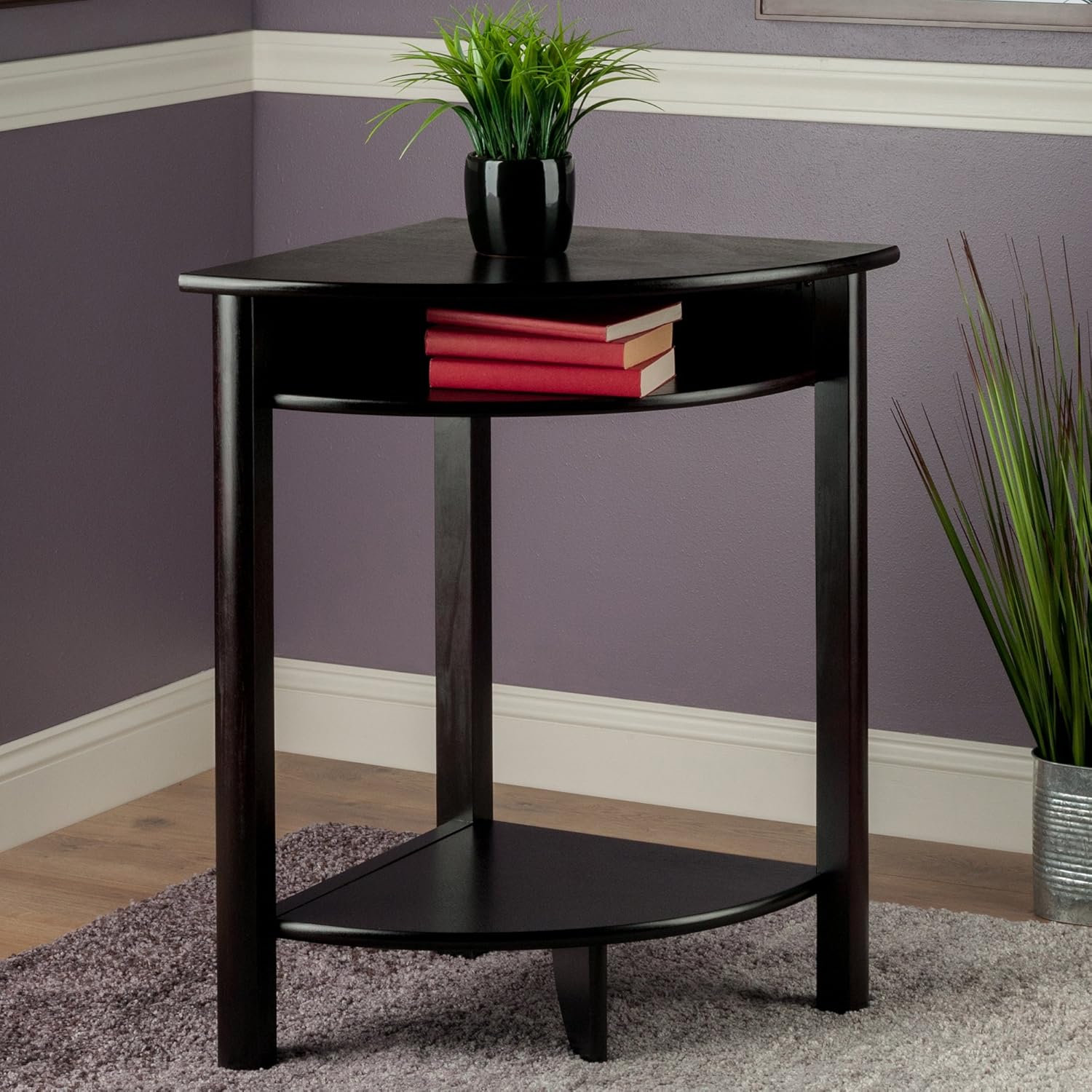 Winsome LISO 31.1-inch x 20 1/2-inch x 20 1/2-inch Composite Wood Corner Table with Cube Storage, Dark Brown