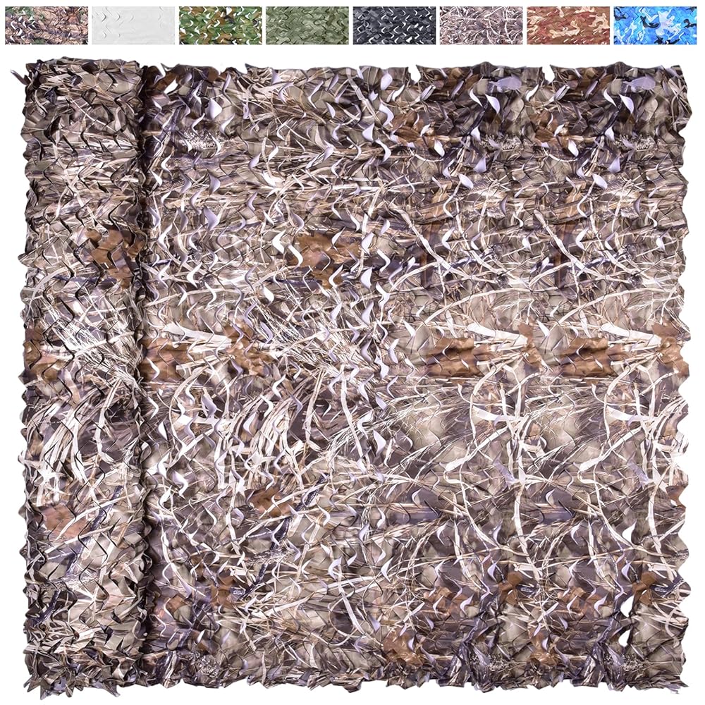 Yeacool Camo Netting for Hunting Blind Burlap Camouflage Netting for Party Decoration Outdoor Camping Deer Duck Tree Stand Car Cover Bird Watching(Dry Grass, 9.8ftx9.8ft, 3m*3m)