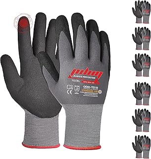 MicroFoam Nitril-beschichtete Arbeitshandschuhe – strapazierfähige Griffhandschuhe, Micro Foam Nitril-Sicherheitshandschuhe für Bau, Gartenarbeit und Mechanik (6 Paar, 6/X-Small)