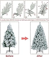 Vista 121 de Yaheetech Árbol de Navidad artificial preiluminado de 4.5 pies con luces blancas cálidas incandescentes, árbol de Navidad preiluminado completo