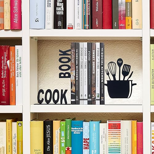 Miniatura 5 de Ecqizer Extremos decorativos para libros de cocina, soporte de metal único para libros de cocina, soportes para libros de cocina, almacenamiento