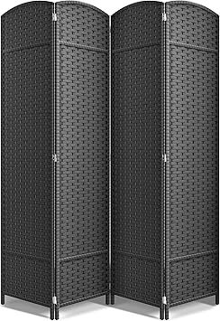Sorbus 4 Panel Room Divider 6 ft. Tall - Privacy Screen, Extra Wide Double Hinged Panels, Mesh Hand-Woven Design, Partition Room Dividers and Folding Privacy Screens, Wall Divider for Room Separation