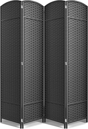 Sorbus 4 Panel Room Divider 6 ft. Tall - Privacy Screen, Extra Wide Double Hinged Panels, Mesh Hand-Woven Design, Partition Room Dividers and Folding Privacy Screens, Wall Divider for Room Separation