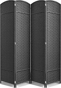 Sorbus 4 Panel Room Divider 6 ft. Tall - Privacy Screen, Extra Wide Double Hinged Panels, Mesh Hand-Woven Design, Partition Room Dividers and Folding Privacy Screens, Wall Divider for Room Separation