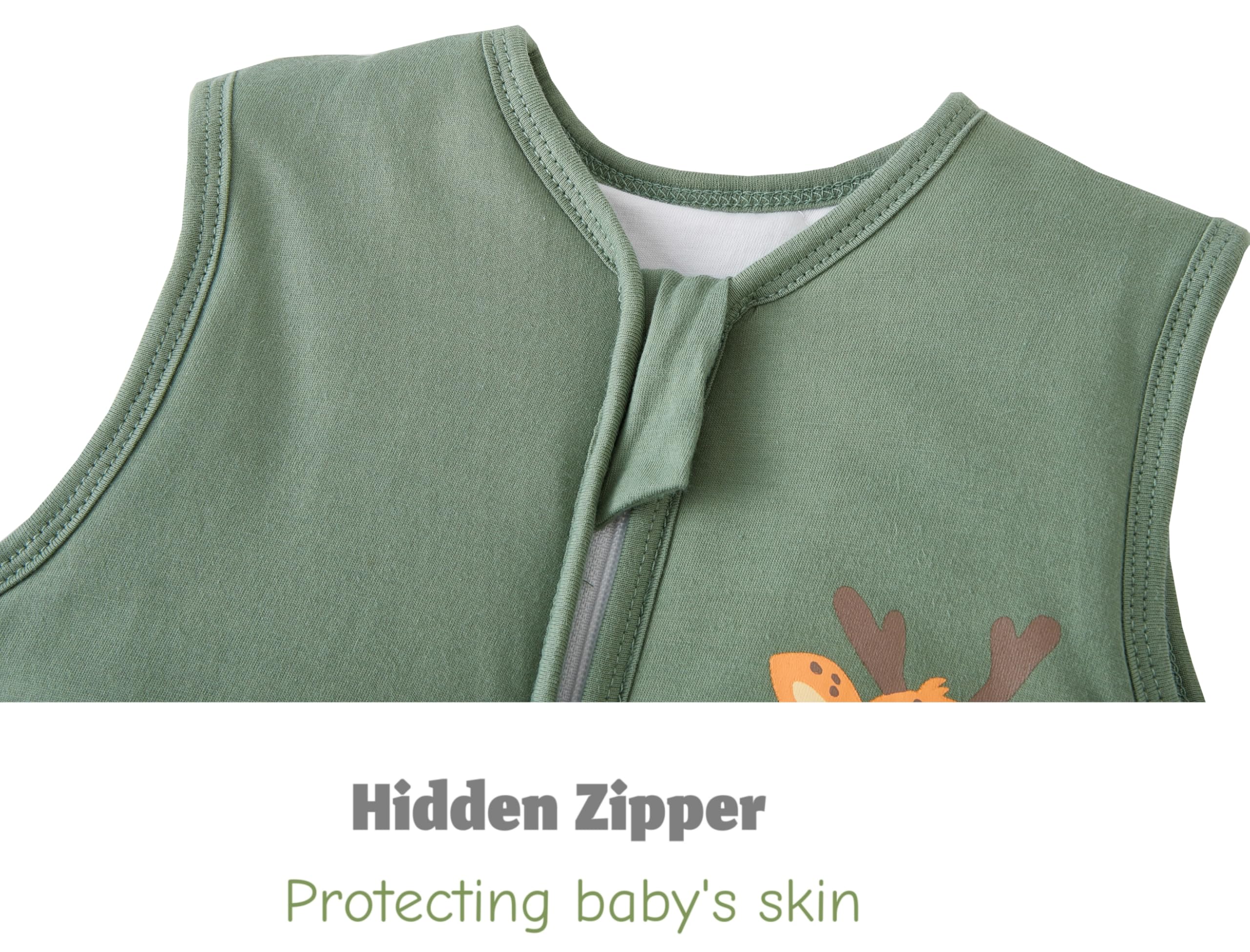 Chilsuessy Winter Baby Sleeping Bag with Feet 2.5 TOG Warm Baby Sleep Sack with Legs 100% Cotton Toddler Wearable Blanket Walker Sleep Sack for Boys and Girls 2.5 Tog/Dark Green - Image 3