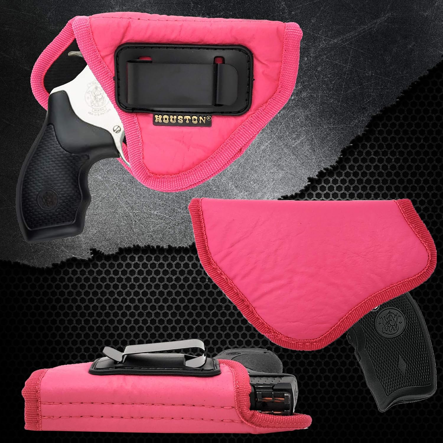 Houston Gun Holsters IWB Concealed Revolver Holster – Fits Most .38 Special J Frame Revolvers, S&W, Rossi 38, Taurus 84/85, Ruger LCR, Charter Arms – Concealed Waistband Holster