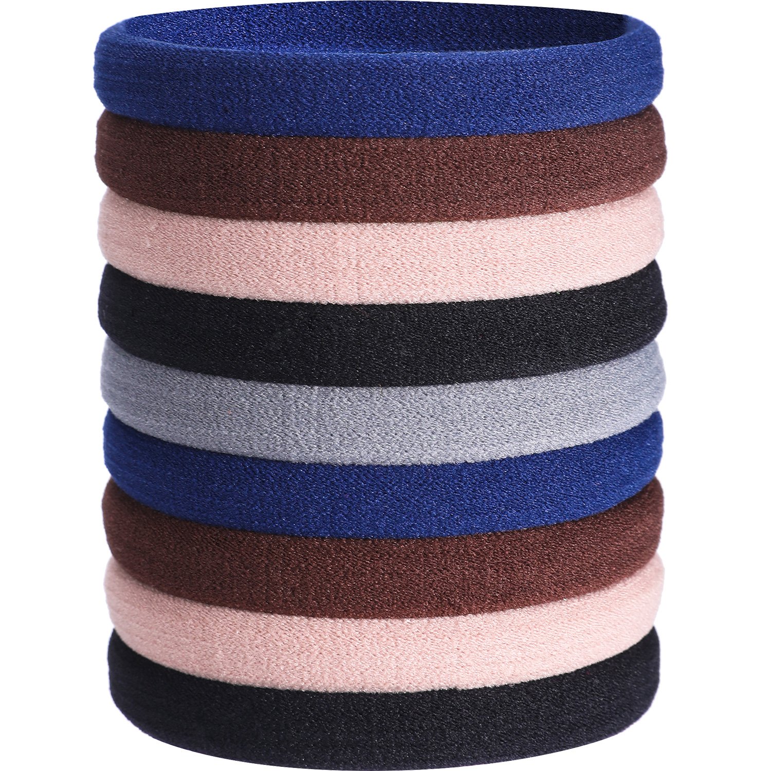 20 Pieces Large Stretch Hair Ties Hair Bands Ponytail Holders Headband for Thick Heavy and Curly Hair (Black, 5 cm in Diameter, 1 cm in Width)