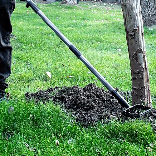 Miniatura 8 de Azada de estribo y rastrillo de 5 púas, azada de acción para deshierbe, azada 2 en 1 con mango de metal ajustable de 82 pulgadas, cultivador de