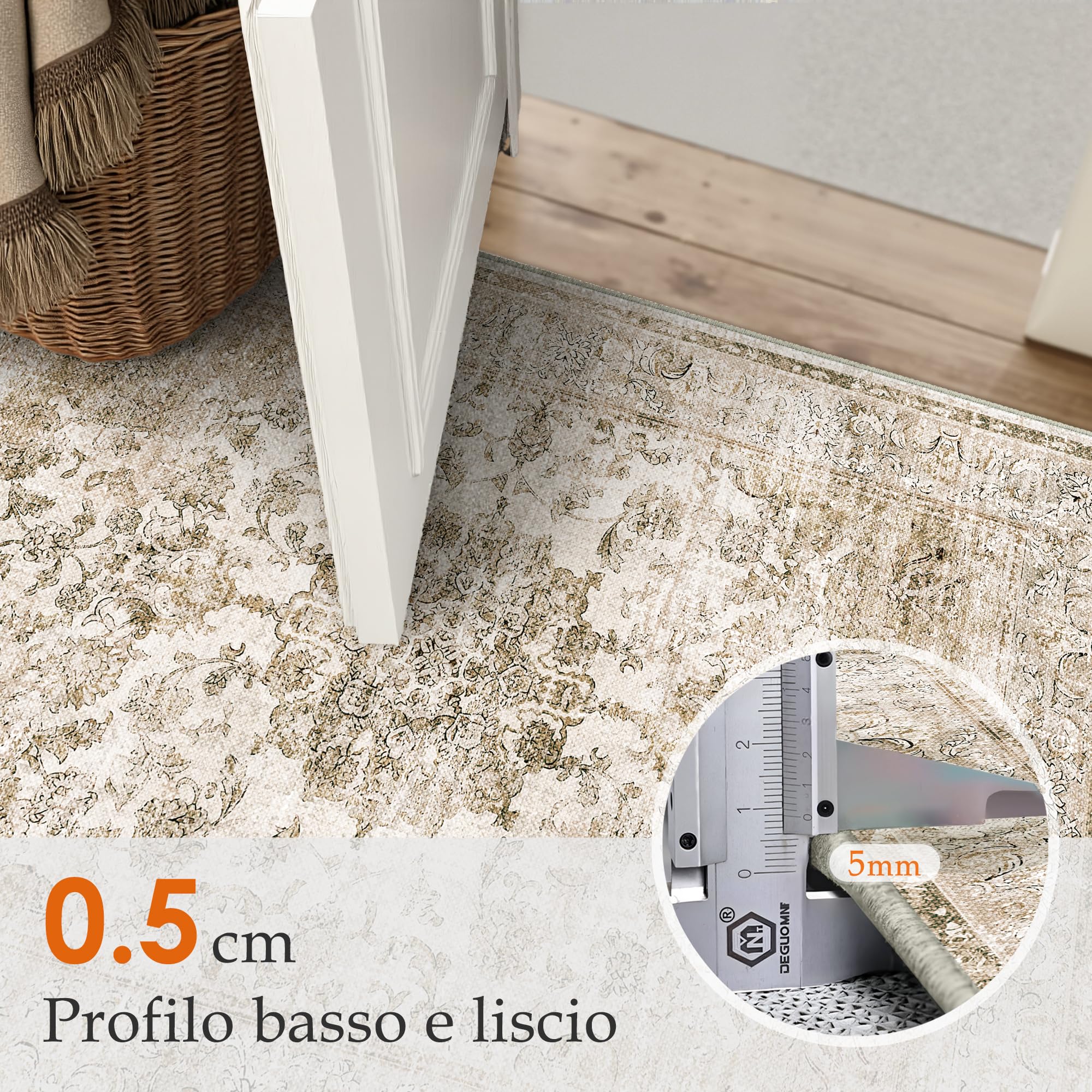 PureCozy Tappeto Salotto Moderno, 200x300 cm Tappeti Grande Camera Da Letto, Tappeto Vintage Corridoio Antiscivolo Lavabile Pelo Corto per Cucina, Soggiorno, Ufficio, Interno,Marrone