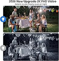 Vista 2 de 2026 Upgraded 2K Security Cameras Wireless Outdoor (2 Pack), Free Cloud Storage, Long Battery Life, AI Motion Detection, Spotlight & Siren