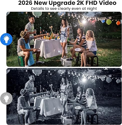 Miniatura 2 de 2026 Upgraded 2K Security Cameras Wireless Outdoor (2 Pack), Free Cloud Storage, Long Battery Life, AI Motion Detection, Spotlight & Siren,