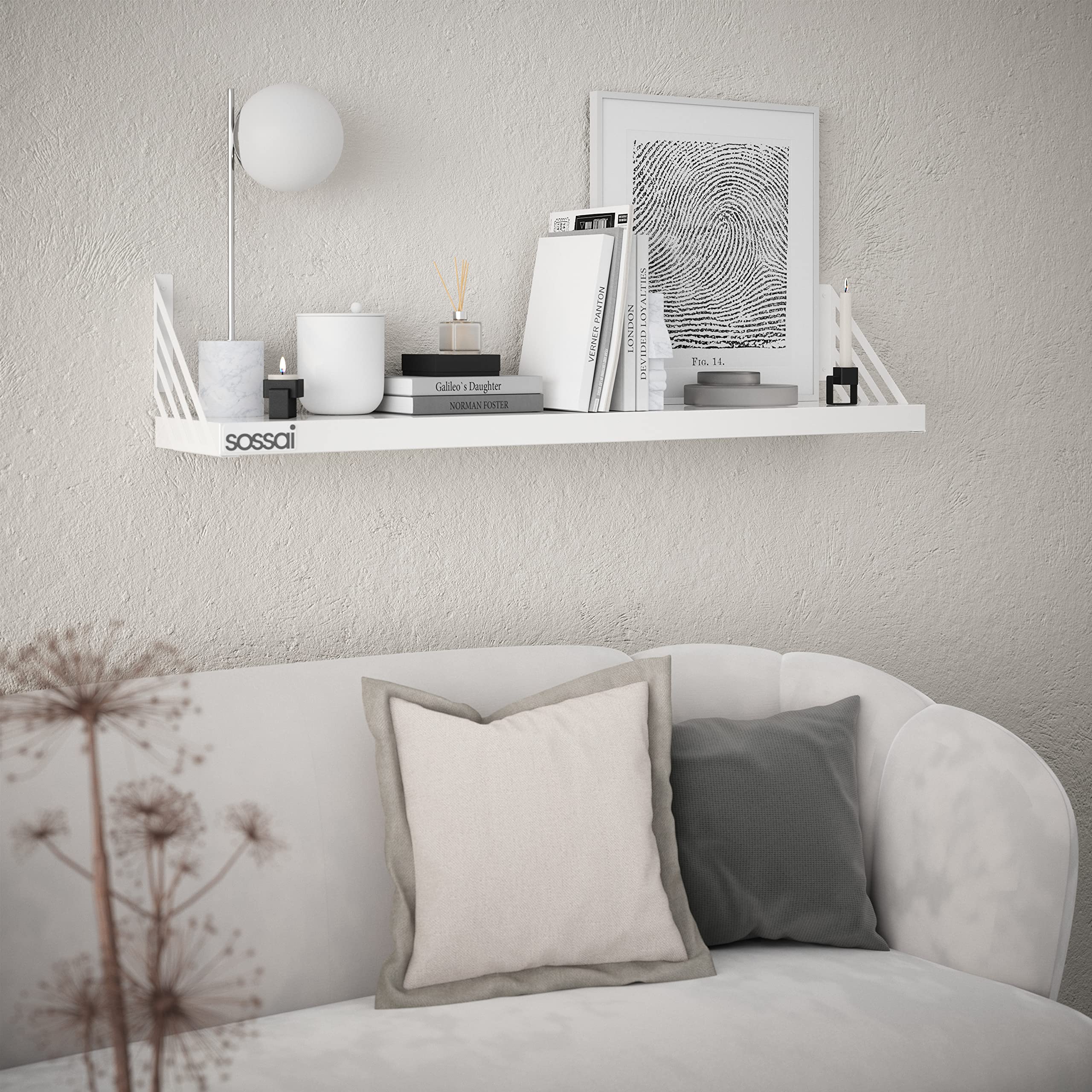 Sossai Soportes de estantería 2 unidades GSHR Truss 250x250 mm de acero – soporte de pared para balda – blanco – diseño decorativo
