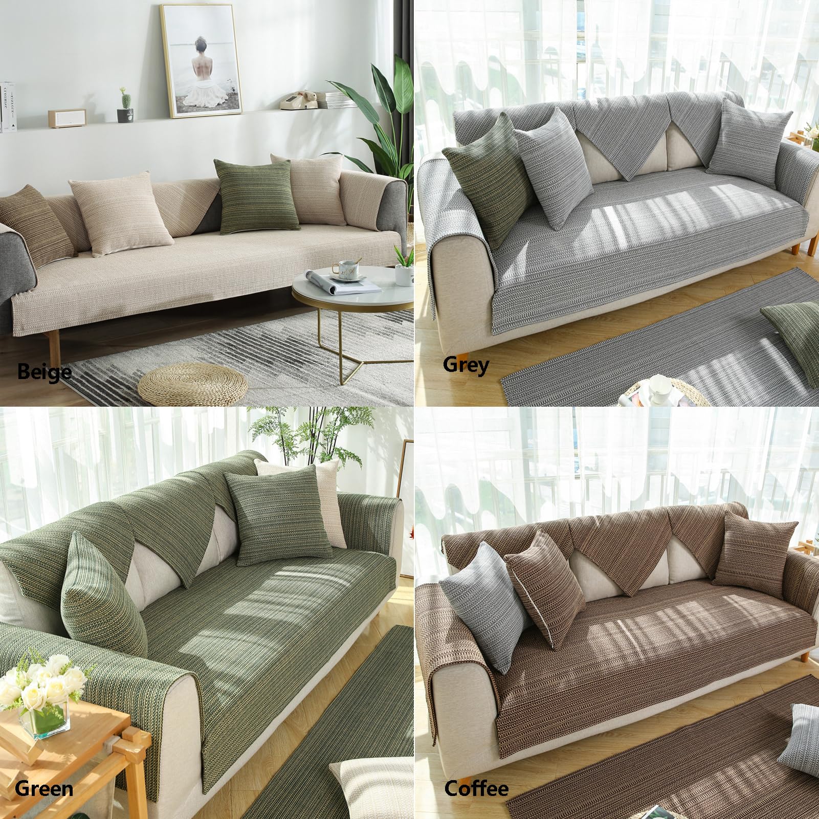Sofaschutz Katze Hund Decke, Sofa üBerzug L Form Ecksofa 1 2 3 4 Sitzer Sofaschoner Couch üBerwurf Hundedecke Baumwolle und Leinen Sofabezug SofaüBerwurf rutschfest Atmungsaktiv