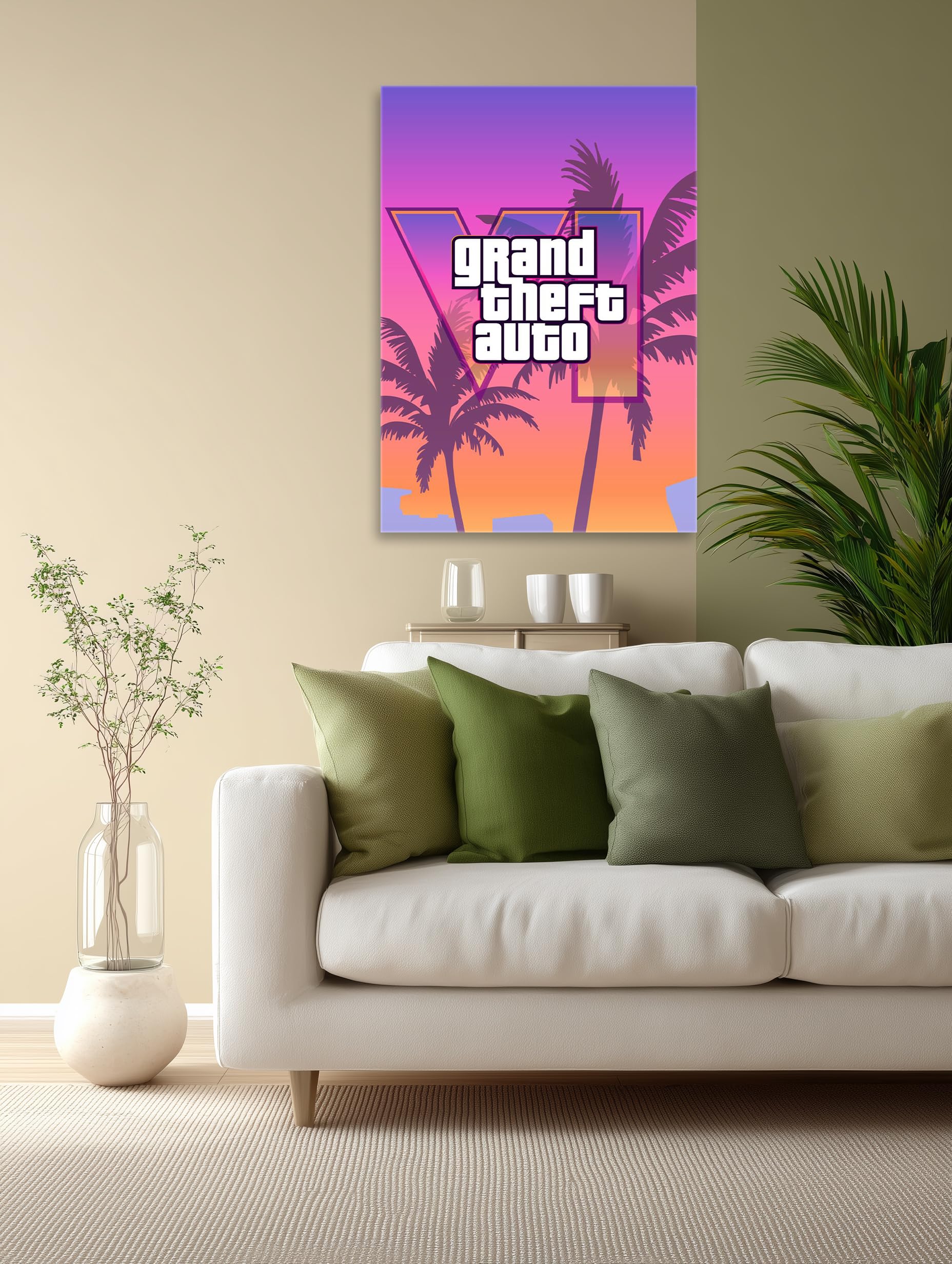 Frenchiart GTA 6 GTA VI v2 Metallic Poster - Grand Theft Auto - 30 x 42 cm - With Wall Magnet - 4