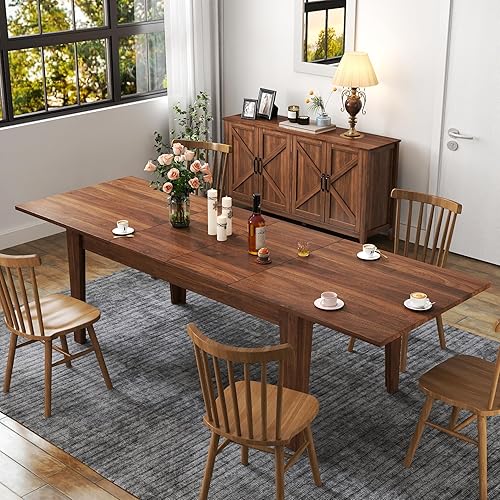 Miniatura 19 de SSLine Mesa de comedor rectangular extensible de 35 a 118 pulgadas, mesa de reuniones de conferencias súper larga para 6, 8, 12 personas, mesas