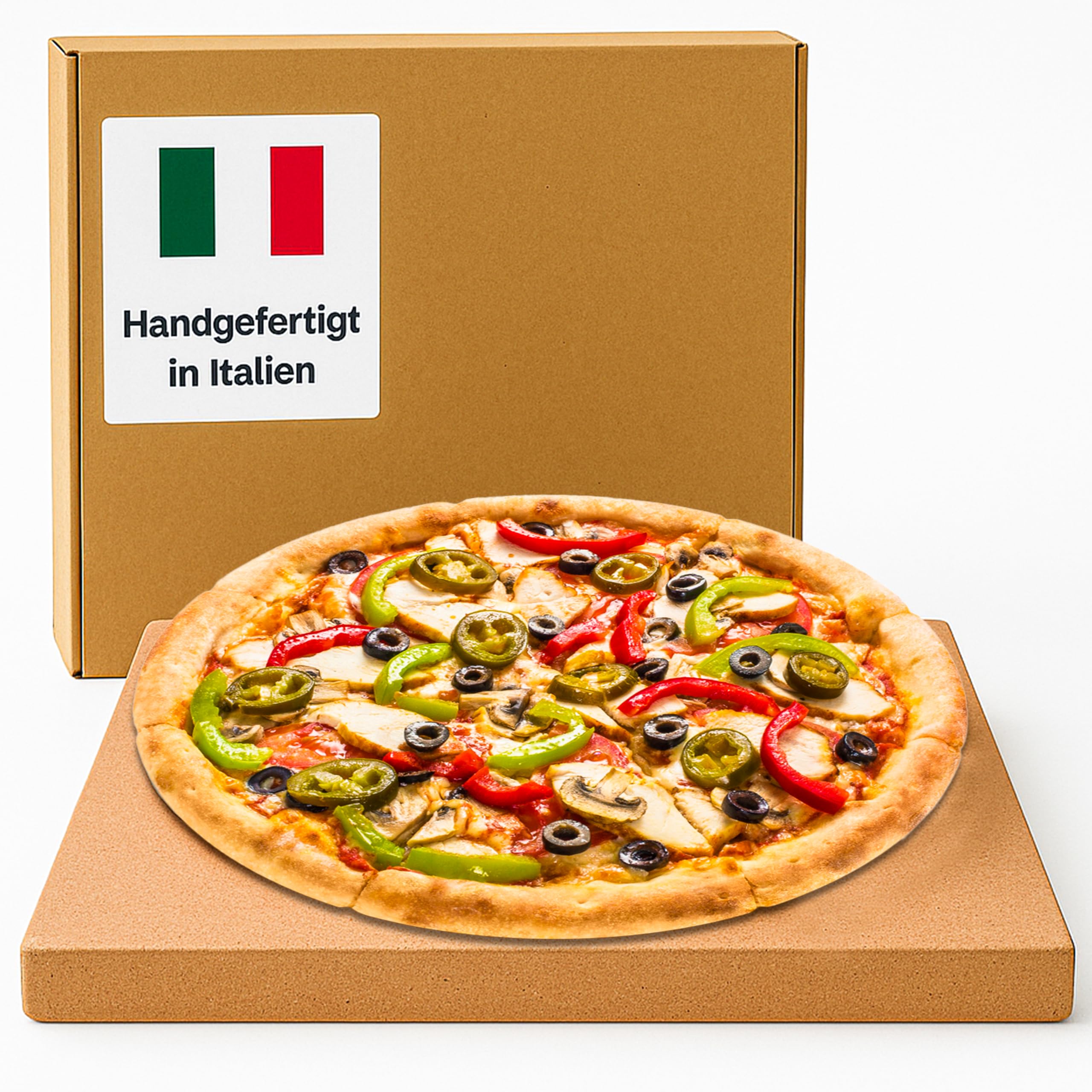 Biscotto Pizzastein für Backofen 39,5x34,5x1.5 cm – Handgefertigter Terrakotta-Ersatz-Backstein für EffeUno P134H, P134HA, P234, Meoven, Hitzespeicherung bis 500 °C für perfekte Pizza & Brot