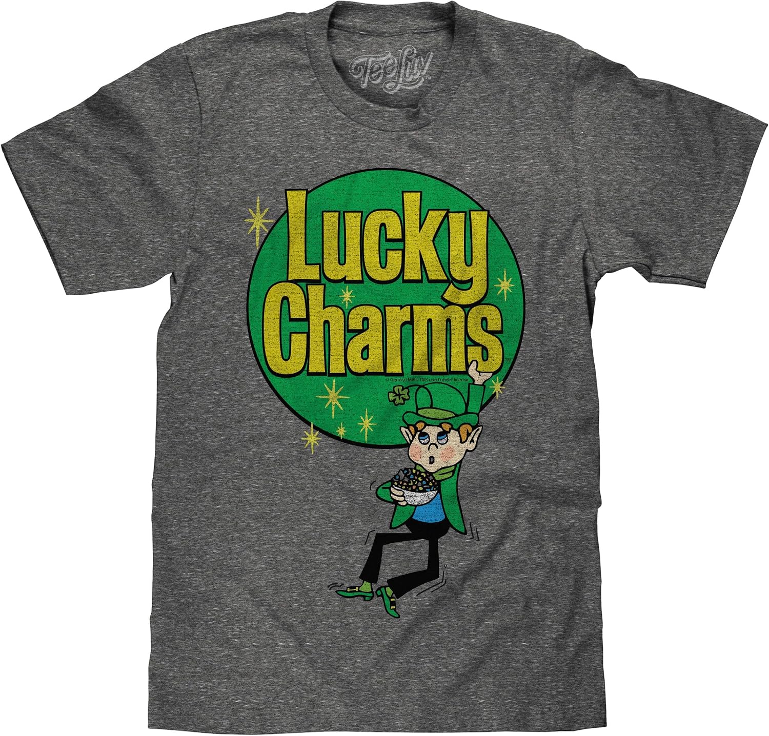 Tee Luv Men's Lucky Charms Shirt - Lucky The Leprechaun Retro Cereal T-Shirt