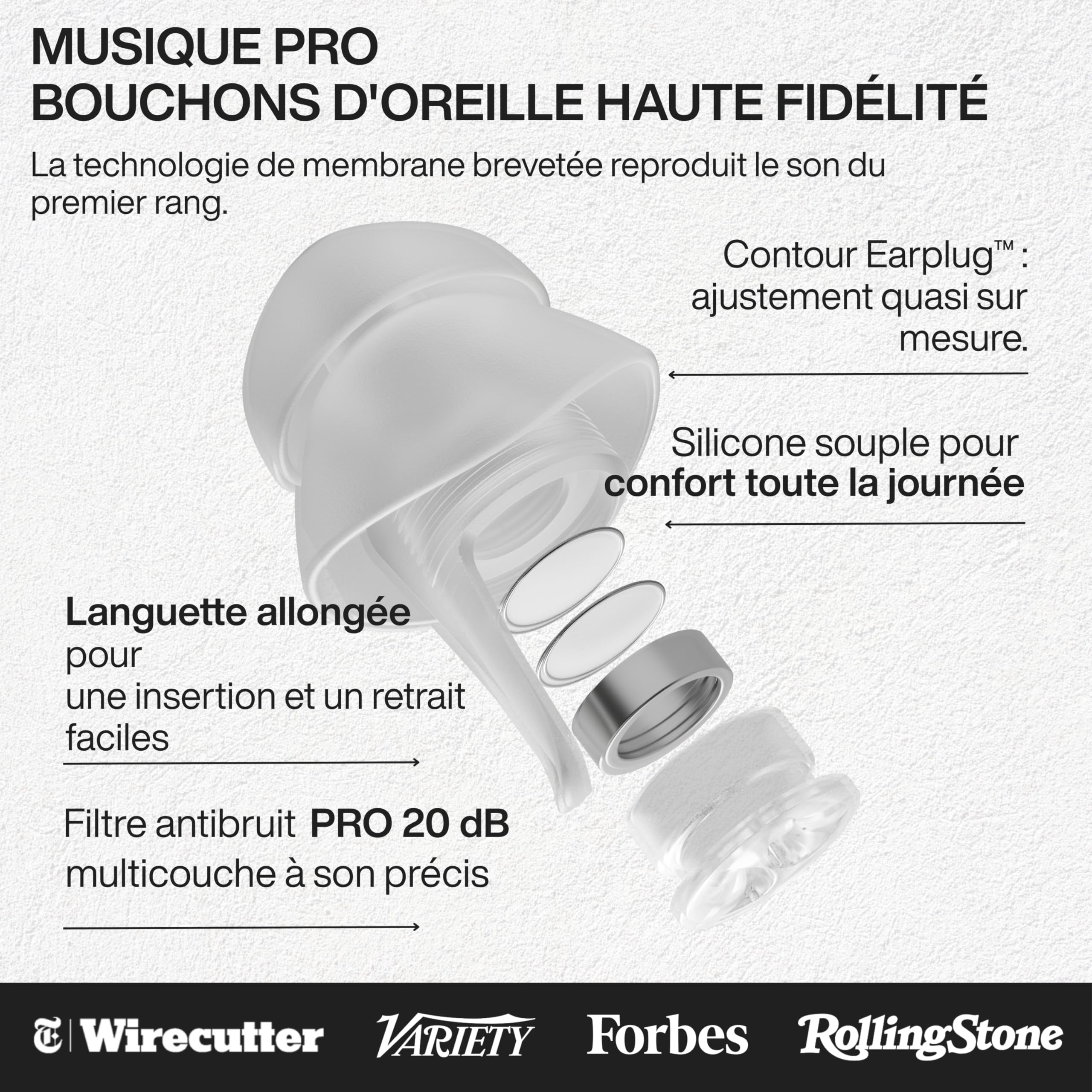EarPeace Music PRO Protection Auditive Musicien - Bouchons d'Oreille Anti Bruit Haute Protection 20dB