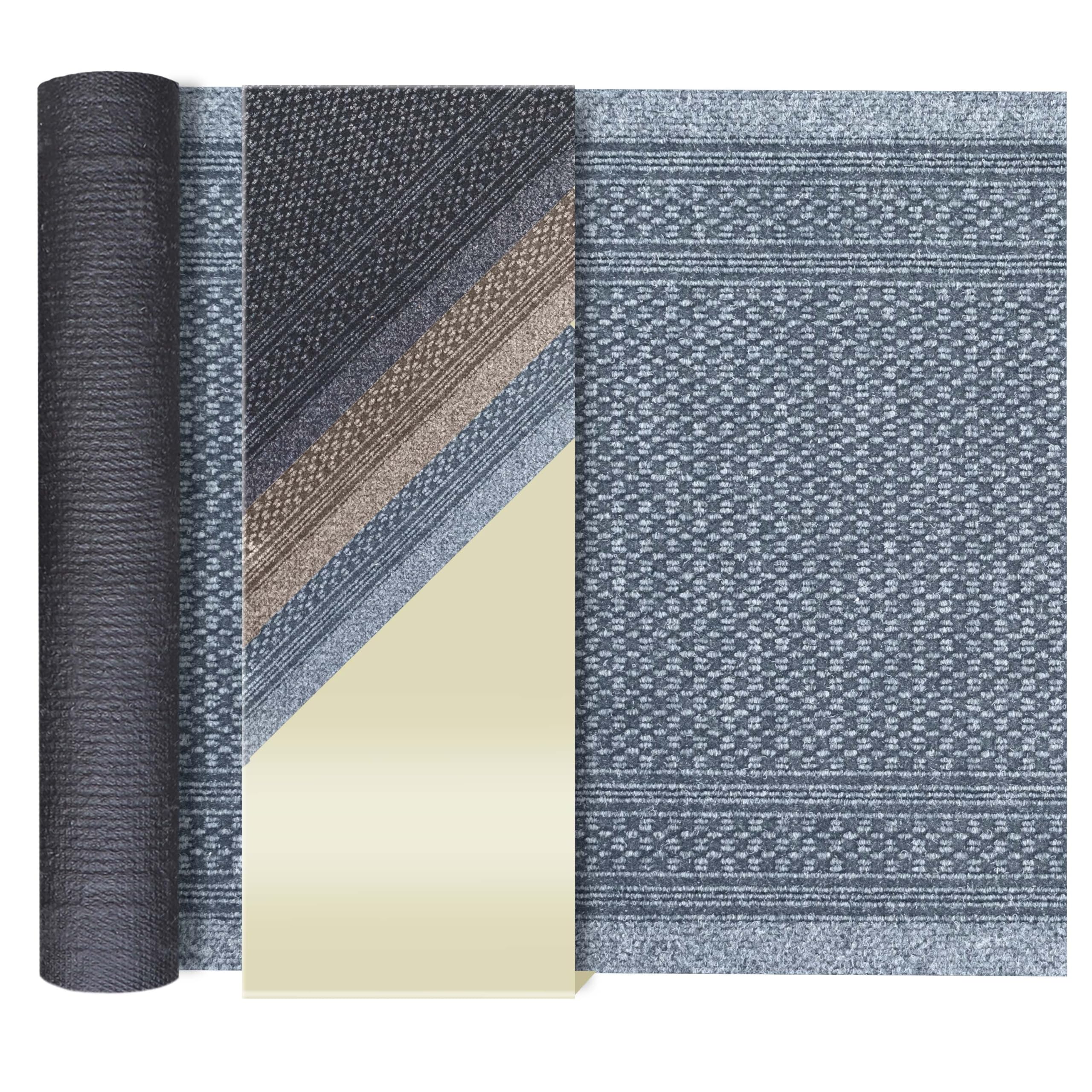 Tapis au mètre robuste AZTEC gris clair l'élégance de passage durable
