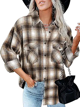 BTFBM Women Corduroy Shacket Jacket 2023 Long Sleeve Button Down Casual Plaid Flannel Shirts Boyfriend Fall Blouses Tops